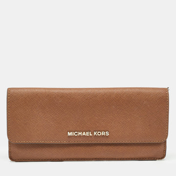 MICHAEL KORS Brown Leather Continental Wallet