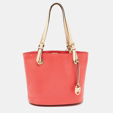 MICHAEL MICHAEL KORS Watermelon Leather Medium Jet Set Tote