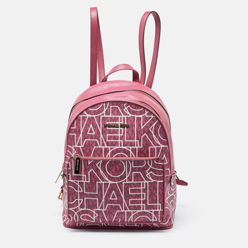 MICHAEL MICHAEL KORS Pink Signature Coated Canvas and Leather Backpack