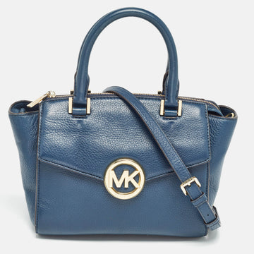 MICHAEL MICHAEL KORS Navy Blue Leather Hudson Satchel