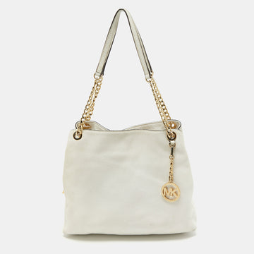 MICHAEL MICHAEL KORS White Leather Jet Set Chain Shoulder Bag