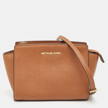 MICHAEL MICHAEL KORS Brown Leather Medium Selma Crossbody Bag