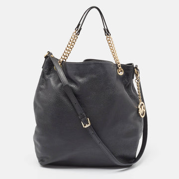 MICHAEL MICHAEL KORS Black Leather Charm Tote