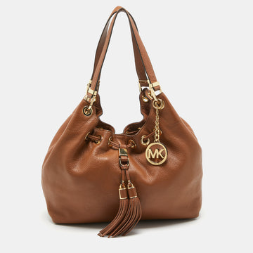 MICHAEL MICHAEL KORS Brown Leather Camden Drawstring Hobo