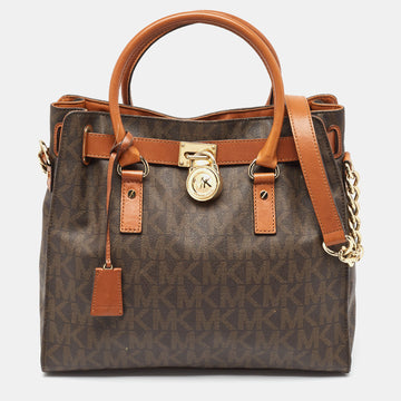 MICHAEL MICHAEL KORS Brown Leather Large North South Hamilton Tote