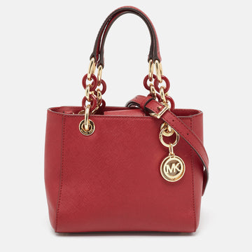 MICHAEL MICHAEL KORS Red Leather Mini Cynthia Tote