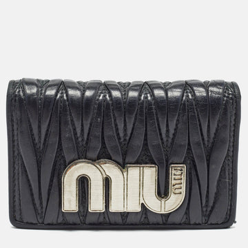 MIU MIU Black Matelasse Leather Business Card Holder