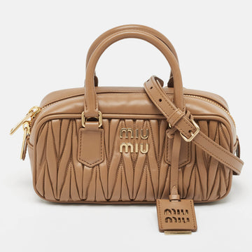 MIU MIU Brown Matelasse Leather Arcadie Satchel