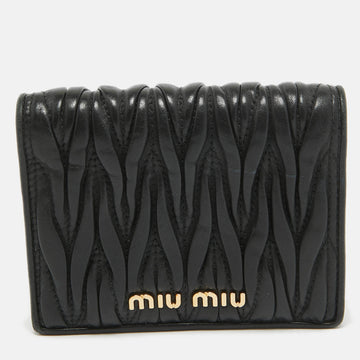 MIU MIU Black Matelasse Leather Bifold Card Holder