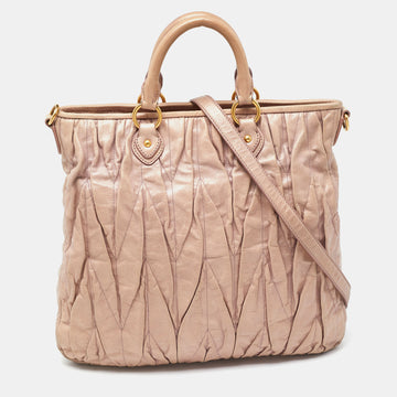 MIU MIU Pink Matelasse Leather Tote