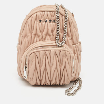 MIU MIU Old Rose Matelasse Leather Mini Backpack