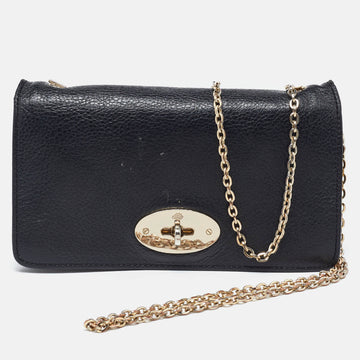 MULBERRY Black Leather Bayswater Wallet on Chain
