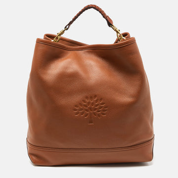 MULBERRY Brown Leather Logo Embossed Hobo