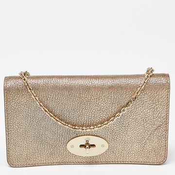 MULBERRY Gold Leather Bayswater Chain Clutch