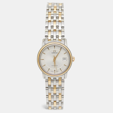 OMEGA Silver 18K Yellow Gold Stainless Steel De Ville 4390.31.00 Women's Wristwatch 27 mm