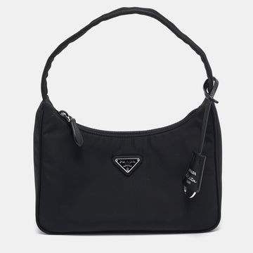 PRADA Black Nylon Re-Edition 2000 Baguette Bag