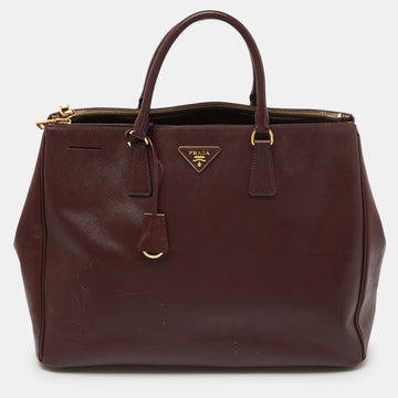 PRADA Burgundy Saffiano Lux Leather Executive Galleria Tote