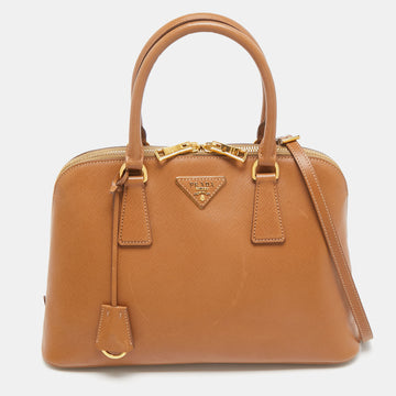 PRADA Brown Saffiano Lux Leather Medium Promenade Bag