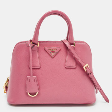 PRADA Pink Saffiano Lux Leather Small Promenade Satchel