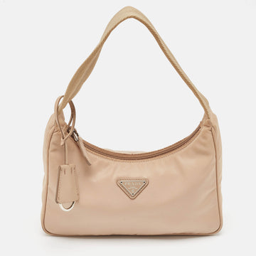 PRADA Beige Tessuto Nylon Re-Edition 2000 Baguette Bag