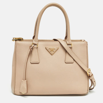 PRADA Beige Saffiano Lux Leather Small Galleria Tote