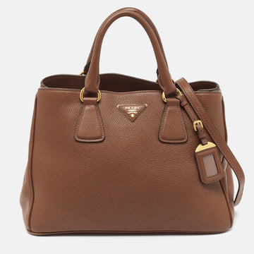 PRADA Dark Brown Vitello Daino Leather Tote