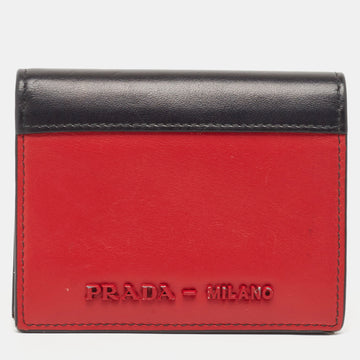 PRADA Red/Black Leather Bifold Wallet