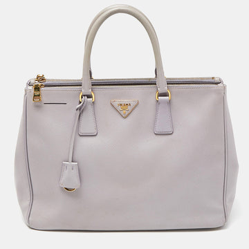 PRADA Lavender Saffiano Lux Leather Large Galleria Double Zip Tote