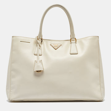 PRADA White Saffiano Leather Large Galleria Tote