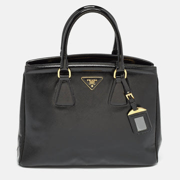 PRADA Black Saffiano Patent Leather Parabole Tote