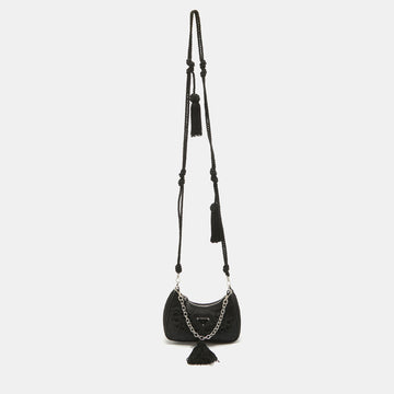 PRADA Black Nylon Mini Passamaneria Crossbody Bag