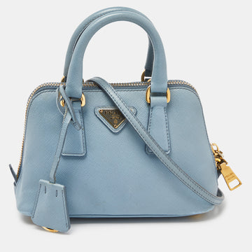 PRADA Light Blue Saffiano Leather Mini Promenade Crossbody Bag
