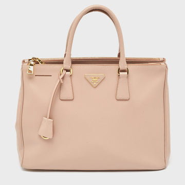 PRADA Light Pink Saffiano Lux Leather Large Double Zip Tote
