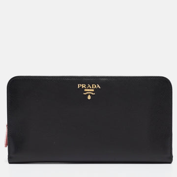 PRADA Black Saffiano Leather Long Wallet
