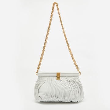 PROENZA SCHOULER White Leather Rolo Frame Clutch