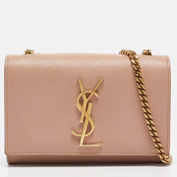 Saint Laurent Pink Leather Small Kate Chain Crossbody Bag