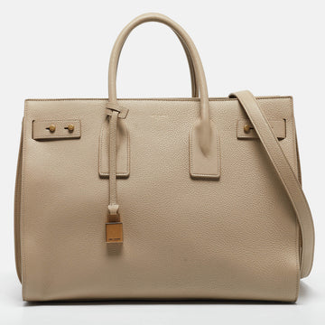 Saint Laurent Beige Leather Medium Supple Sac De Jour Tote