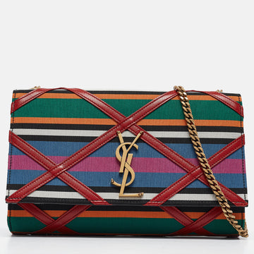 Saint Laurent Multicolor Leather and Fabric Medium Striped Kate Shoulder Bag