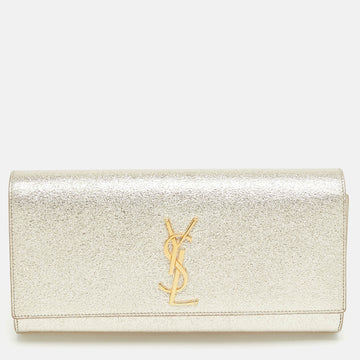 Saint Laurent Gold Leather Kate Clutch