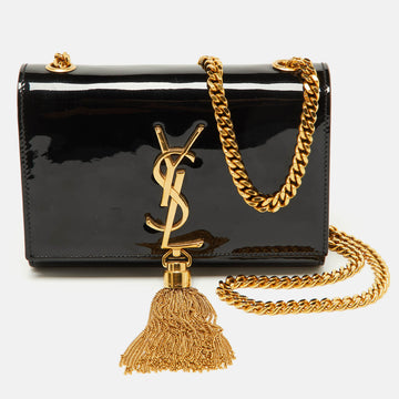 Saint Laurent Black Patent Leather Small Kate Tassel Bag