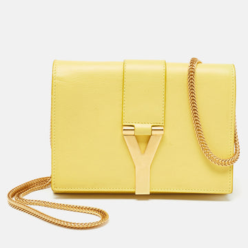 Saint Laurent Yellow Leather Mini Chyc Crossbody Bag