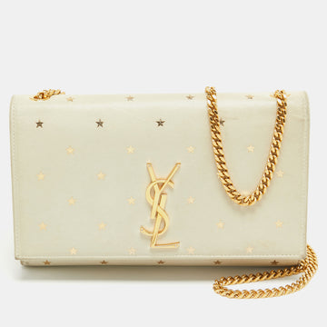 Saint Laurent Cream Leather Medium Kate Star Shoulder Bag