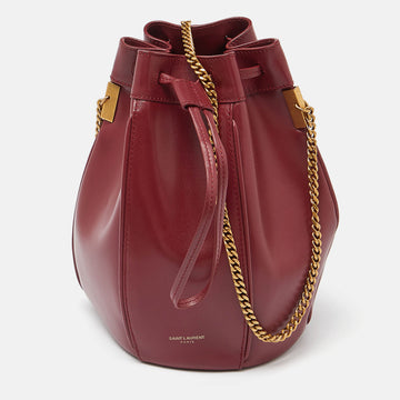 Saint Laurent Burgundy Leather Small Talitha Bucket Bag