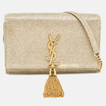 Saint Laurent  Gold Glitter Kate Tassel Wallet On Chain