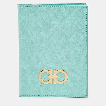 SALVATORE FERRAGAMO Green Leather Passport Holder