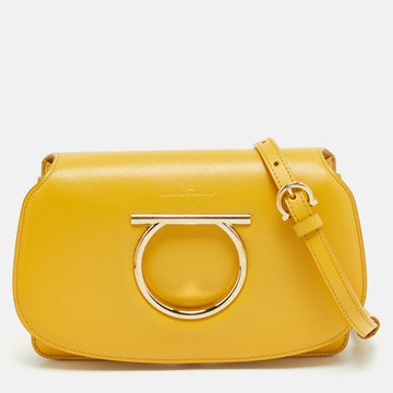 SALVATORE FERRAGAMO Yellow Leather Vella Crossbody Bag