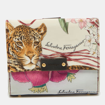 SALVATORE FERRAGAMO Multicolor Fabric and Leather Jungle French Wallet