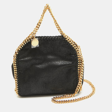 STELLA MCCARTNEY Black Faux Suede Tiny Falabella Shoulder Bag