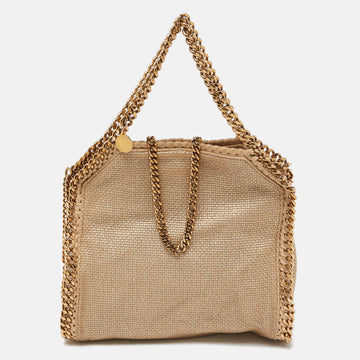 STELLA MCCARTNEY Beige Woven Canvas Mini Falabella Tote