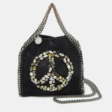 STELLA MCCARTNEY Black Faux Suede Tiny Falabella Tote